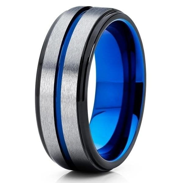 Silly Kings Blue Tungsten Wedding Band,Blue Tungsten Wedding Ring,6mm Blue Tungsten Ring,Anniversary Ring,Engagement Ring 